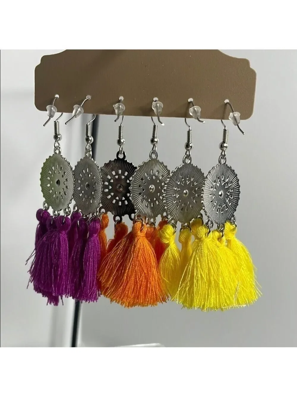 Fashion Jewelry Yellow and Orange Tassel Earrings